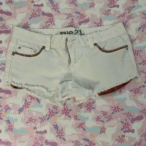 White cutoff shorts